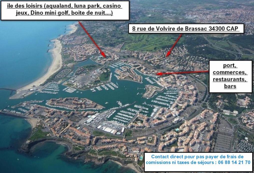 Cap D'Agde Studio Cabine 6 Pers. + Terrasse + Parking Prive + Clim ภายนอก รูปภาพ